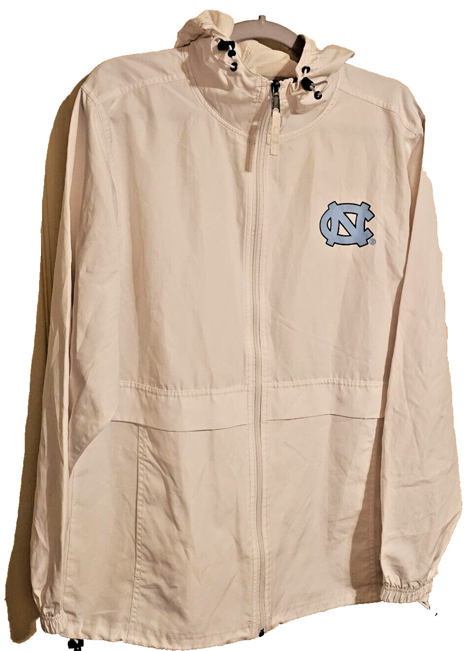 Champion UNC North Carolina Tar Heels Windbreaker Jacket White Sz Small Full Zip
